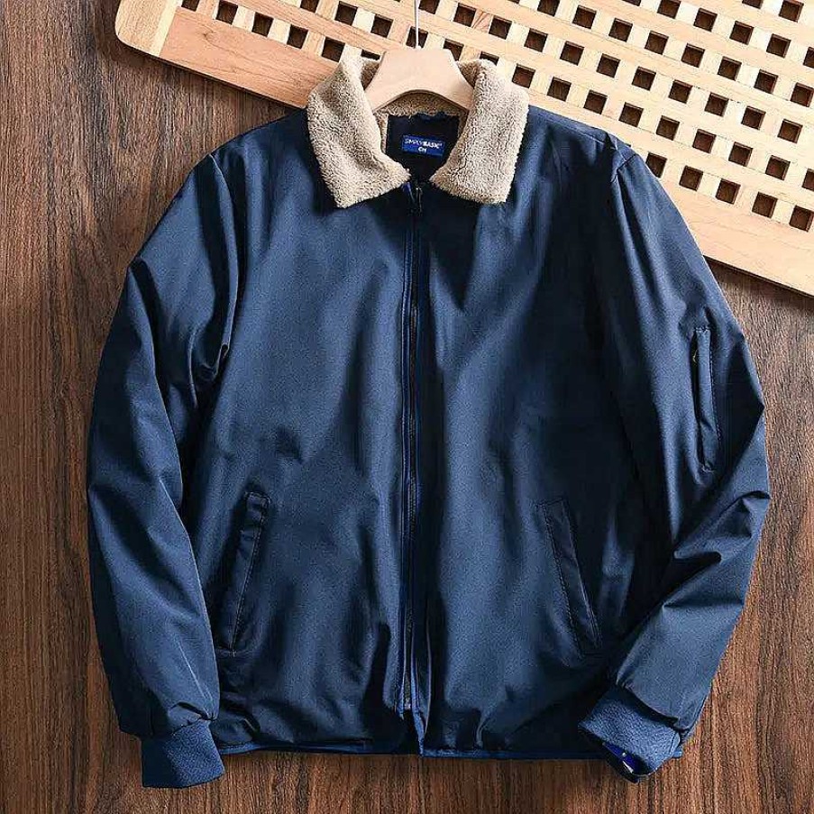 Casual Style Clothes The Korean Fashion | Blue Versatile Bomber Jacket Navy Blue