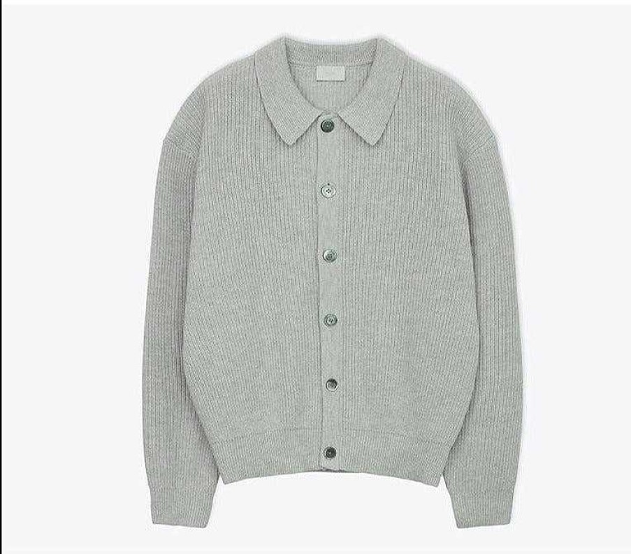 Clothing The Korean Fashion | Lapel Button-Down Knitted Cardigan