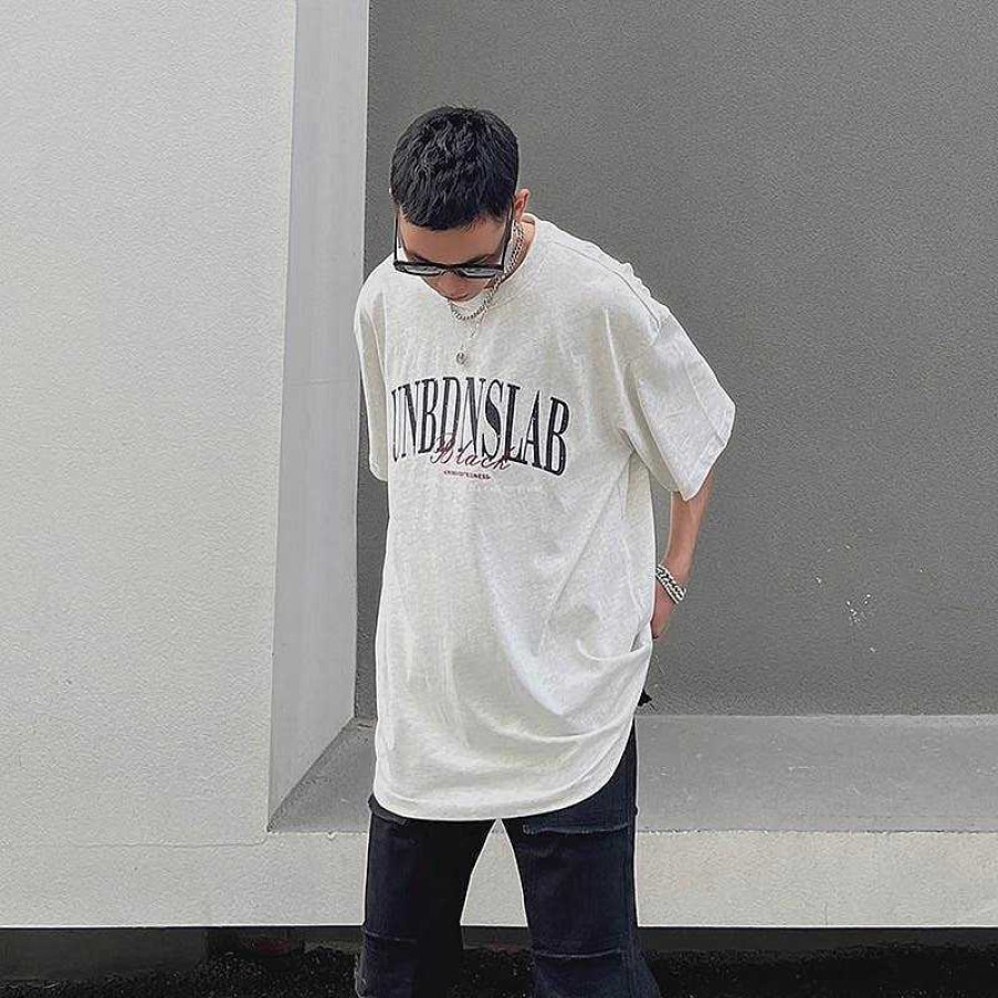 Clothing The Korean Fashion | Letter Printing Cotton Round Neck T-Shirt