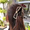 Women The Korean Fashion Hair Accessories | Bow Pearl Hair Claw Clip Black