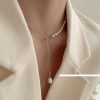 Women The Korean Fashion Necklaces | Pearl Stitching Necklace Golden