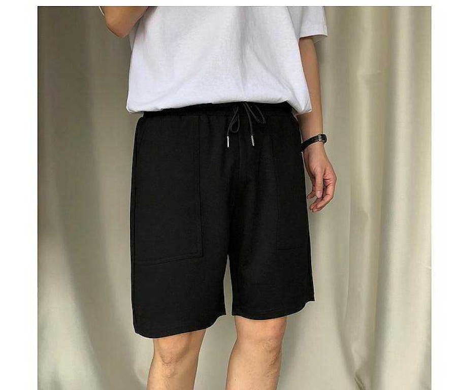 Clothing The Korean Fashion Shorts | Drawstring Track Shorts Black