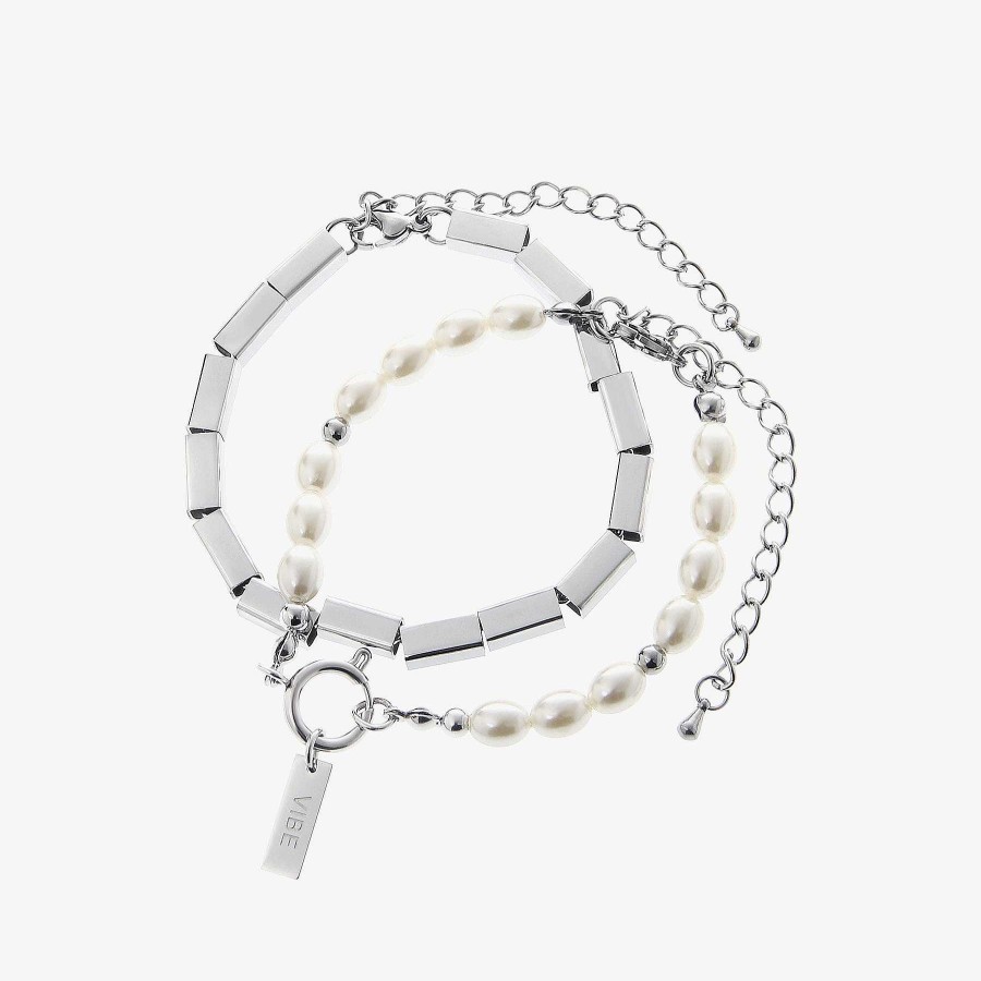 Accs & Bags & Shoes The Korean Fashion | Metal Square Pearl Bracelet