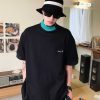 Clothing The Korean Fashion | Stitching Neckline Design T-Shirt Black