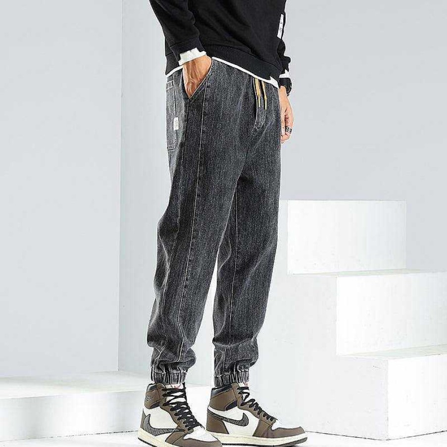 Clothing The Korean Fashion Jeans | Elastic Waist Denim Jogging Jeans