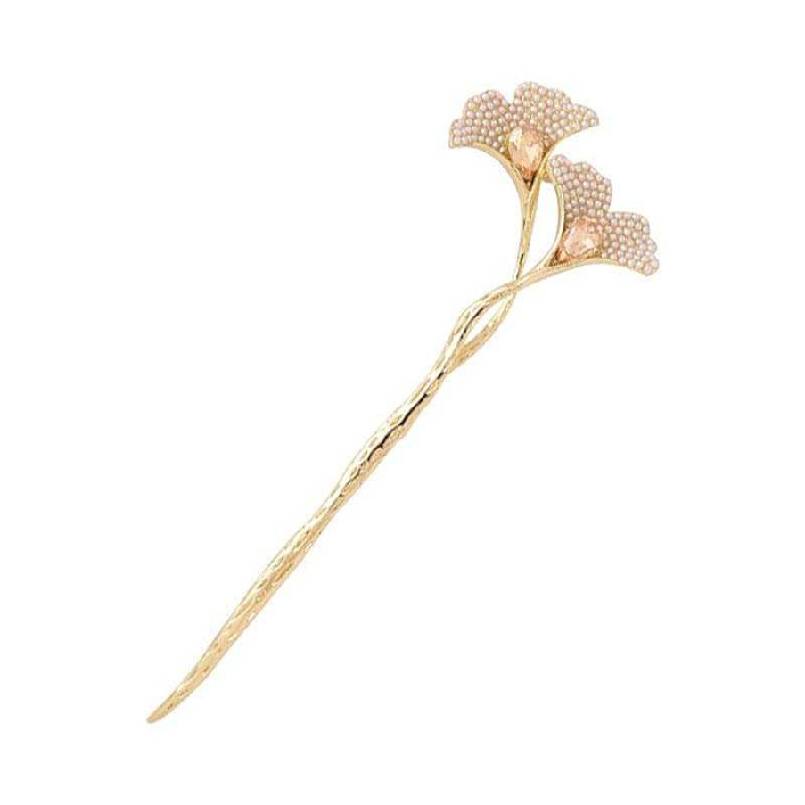 Women The Korean Fashion Hair Accessories | Metal Ginkgo Biloba Hairpin Gold