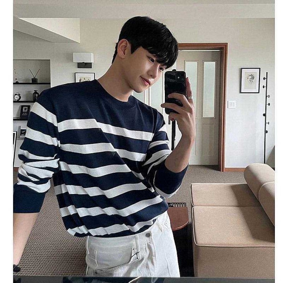 Clothing The Korean Fashion | Stripe Long-Sleeved Sweater