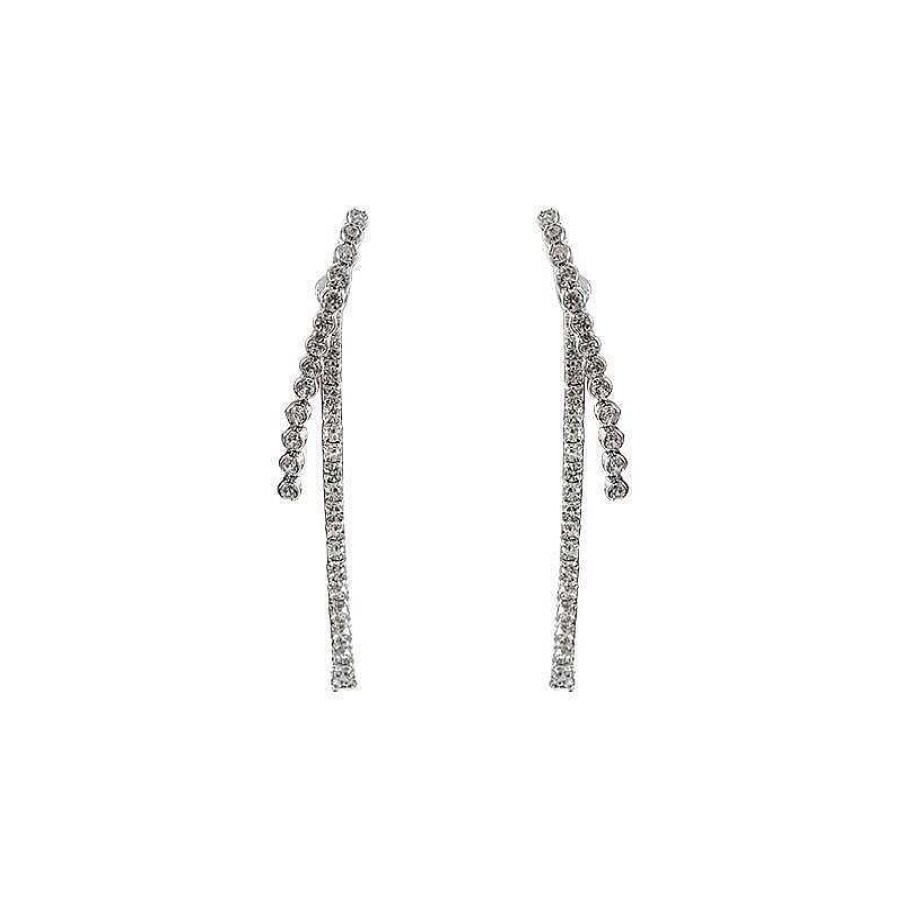 Women The Korean Fashion Earrings | Rhinestone Earrings Silver