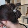 Women The Korean Fashion Hair Accessories | Camellia Hair Claw Clip Black