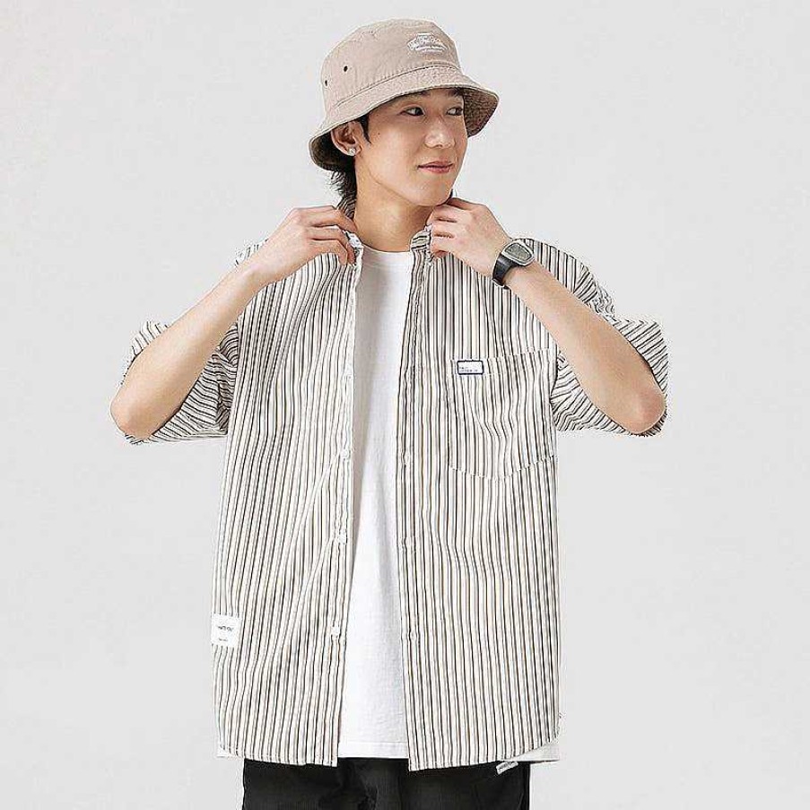 Clothing The Korean Fashion | Loose-Fit Striped Shirt