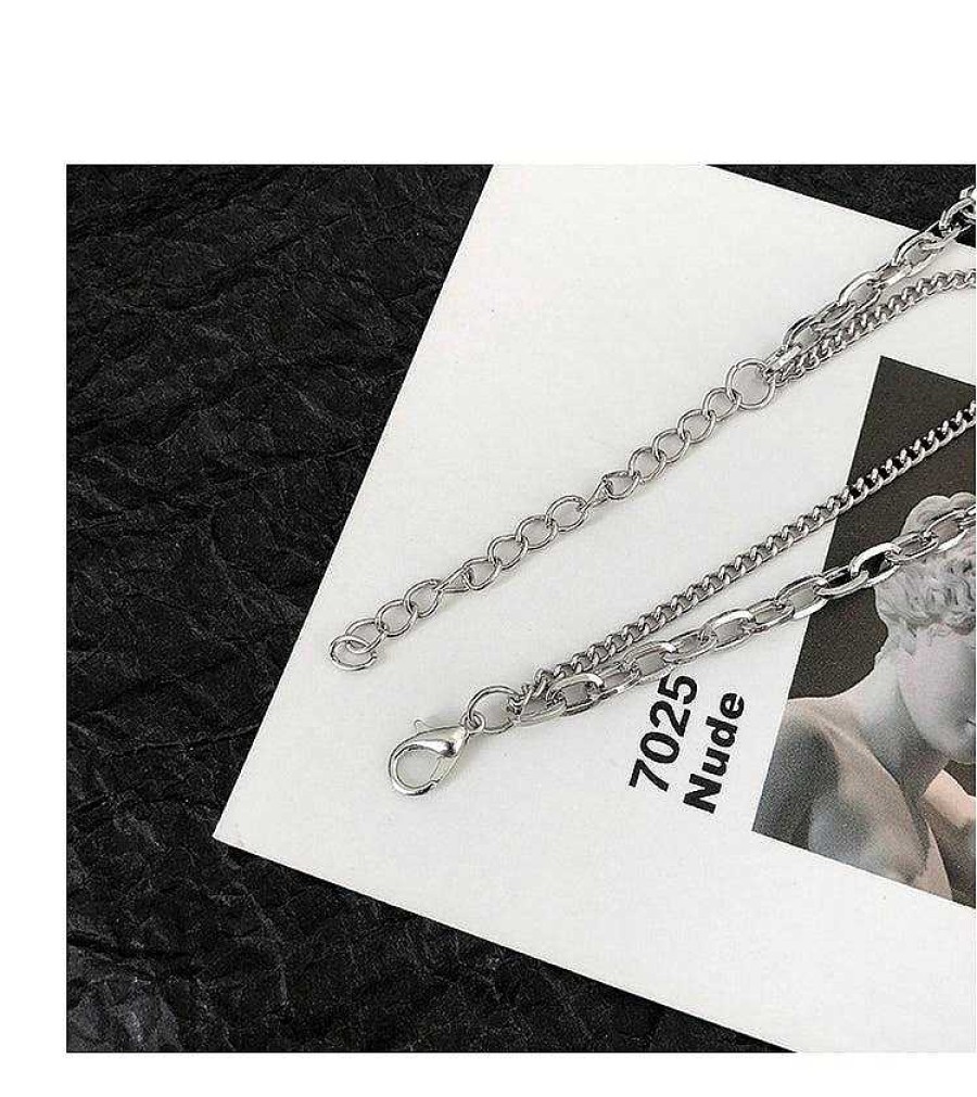 Women The Korean Fashion Necklaces | Double-Layer Necklace Sliver