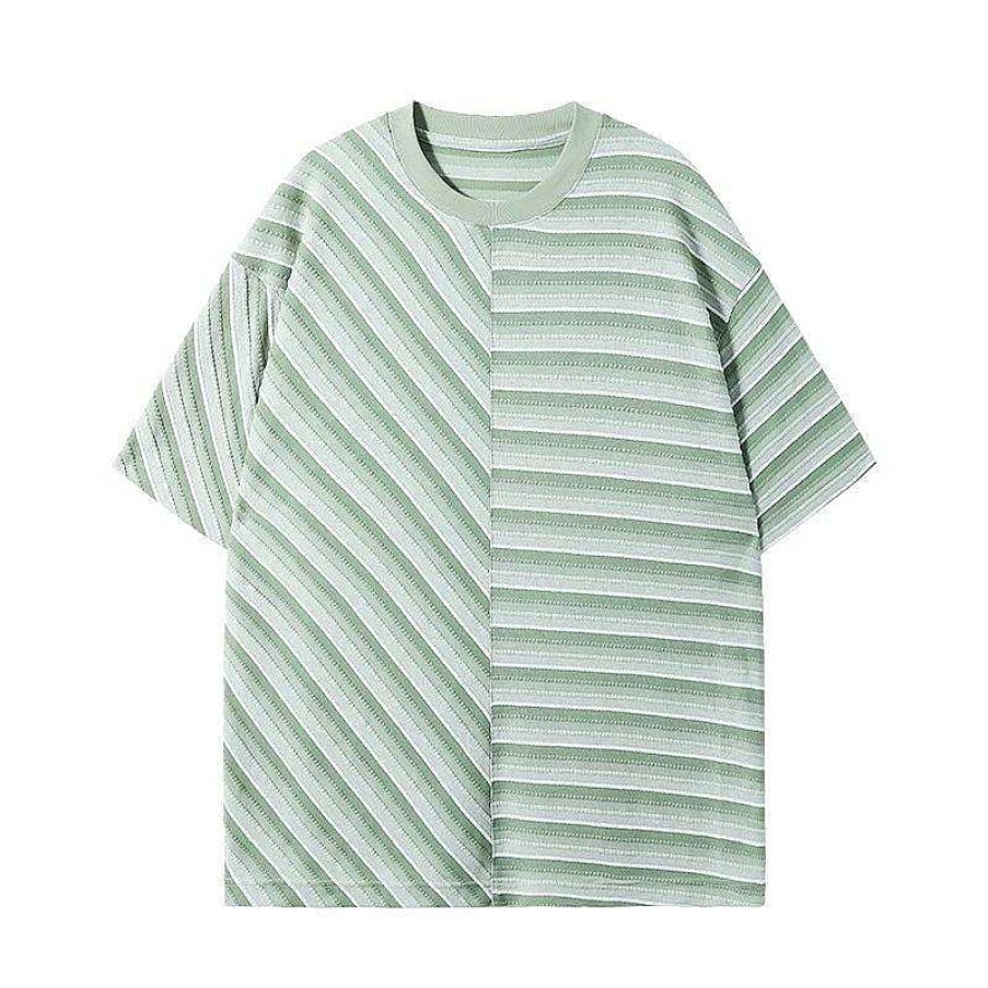 Clothing The Korean Fashion | Summer Striped Round Neck T-Shirt