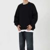 Clothing The Korean Fashion Slim Fit | Round Neck Raw Edge Raglan Plus Velvet Sweatshirt