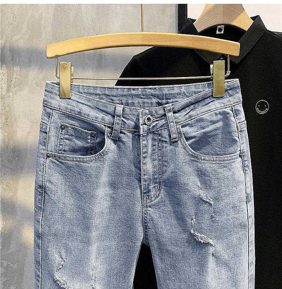 Casual Style Clothes The Korean Fashion | Washed Denim Trousers Light Blue