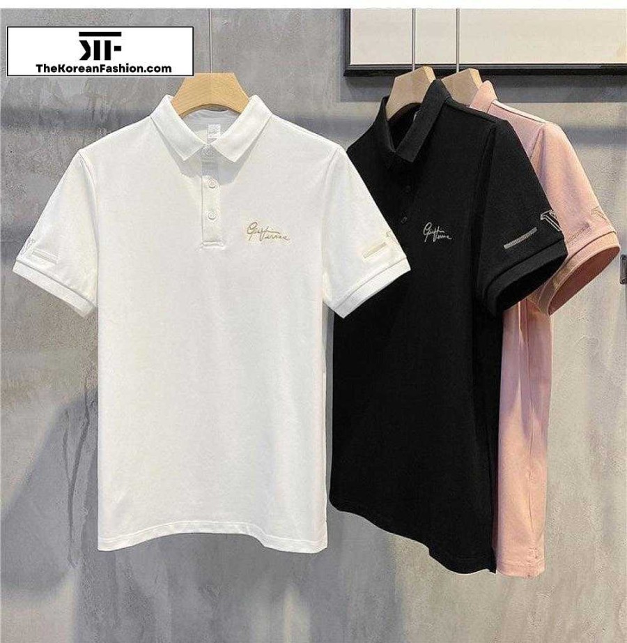 Casual Style Clothes The Korean Fashion | Art Embroidery Polo T-Shirt