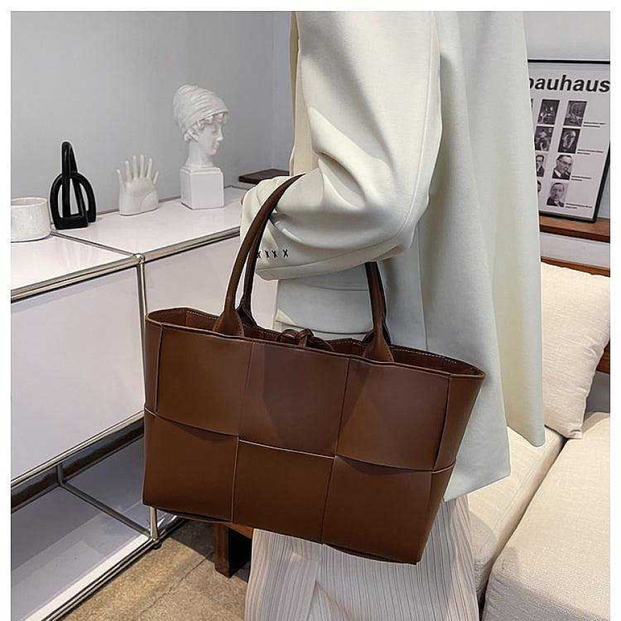 Women The Korean Fashion | Braided Leather Tote Bag