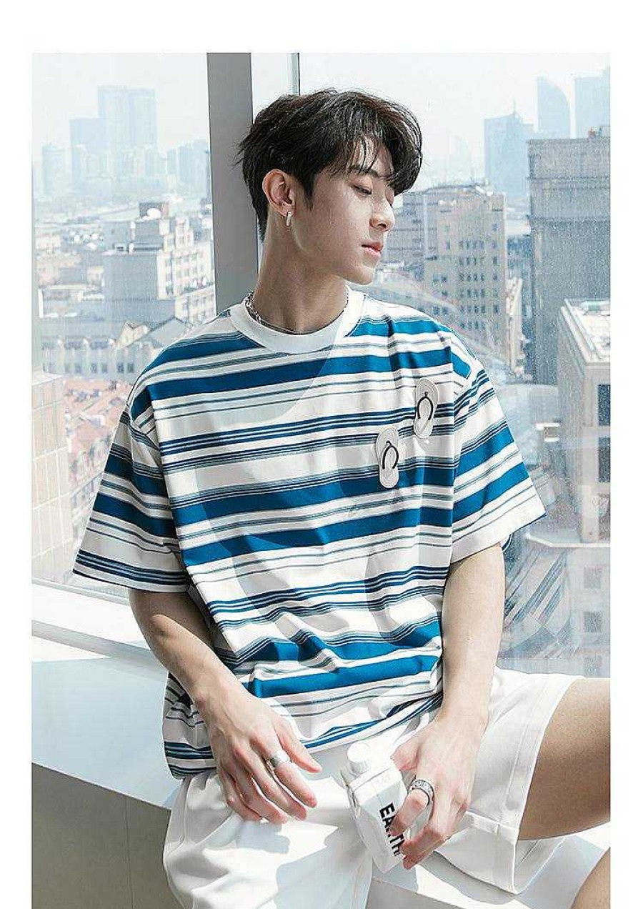 Clothing The Korean Fashion | Loose Fit Striped T-Shirt