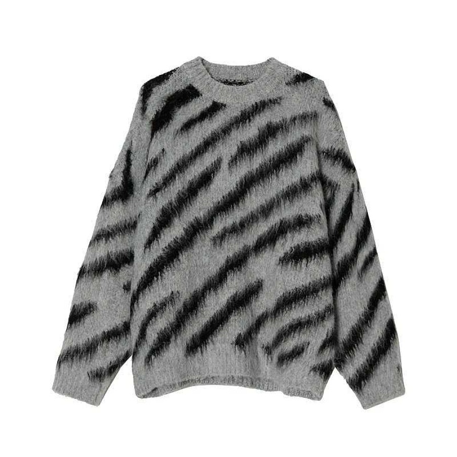 Clothing The Korean Fashion | Crew Neck Zebra Sweater