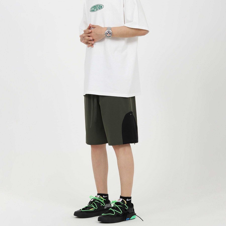 Clothing The Korean Fashion Shorts | And Green Stitching Zipper Shorts