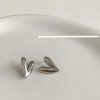 Women The Korean Fashion Earrings | Silver Heart Earrings Silver-Silver Needle