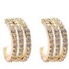 Women The Korean Fashion Earrings | Zircon C-Shaped Earrings Gold