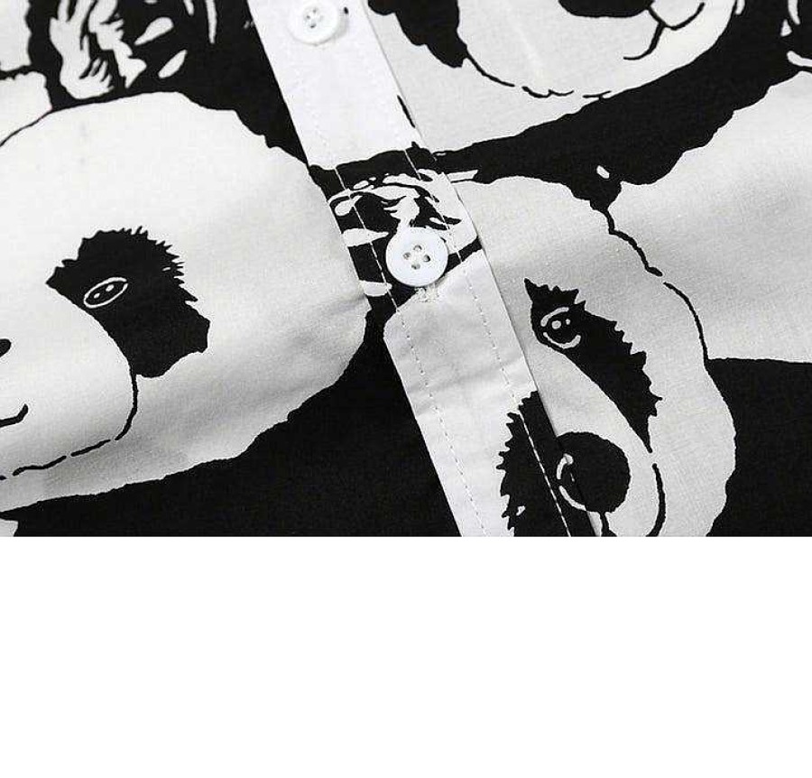 Clothing The Korean Fashion | Panda Full Print Shirt Photo Color