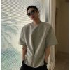 Clothing The Korean Fashion | Hem Splicing Zipper Round Neck Short-Sleeved T-Shirt