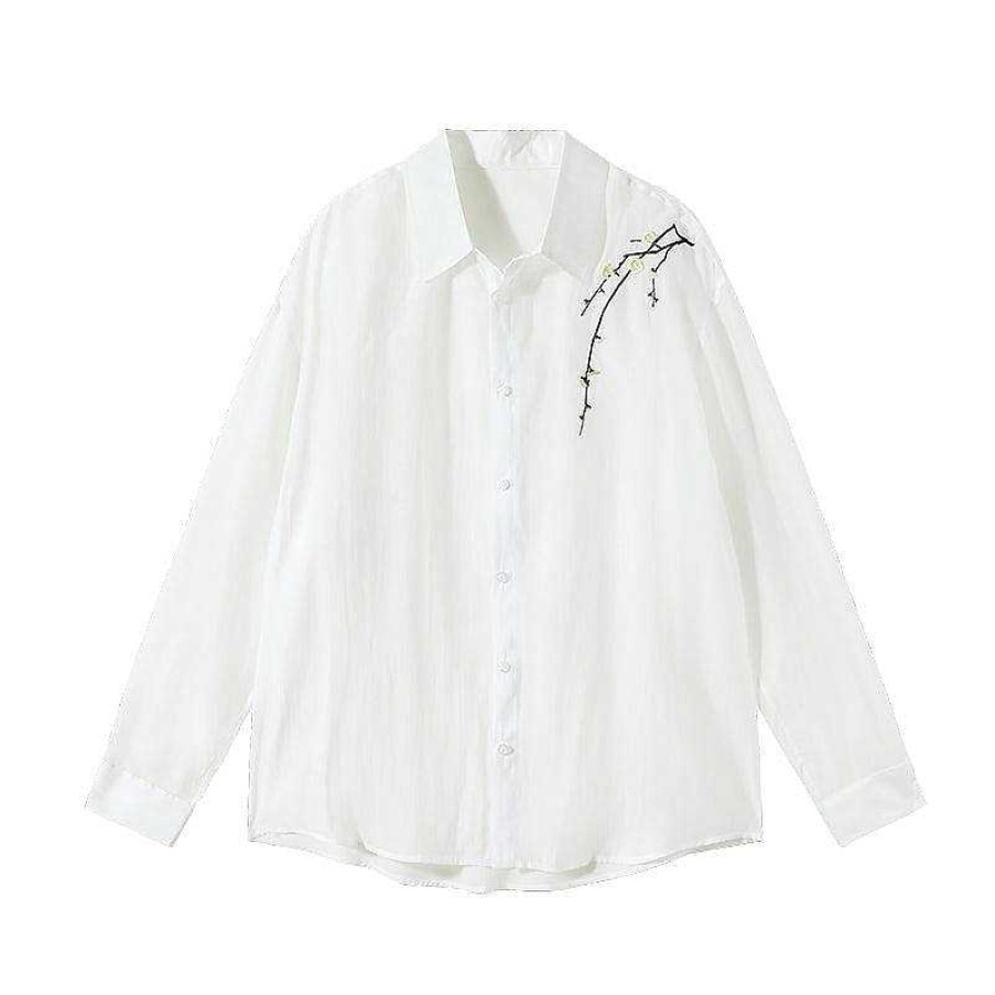 Clothing The Korean Fashion | Oversized Embroidered Button-Down Shirt