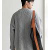 Clothing The Korean Fashion | Cuff Denim Patch Knitted Sweater