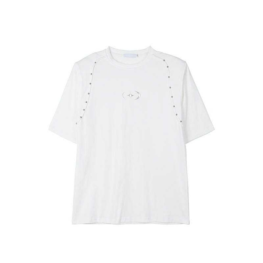 Clothing The Korean Fashion | Rivet Design Shoulder Pads T-Shirt