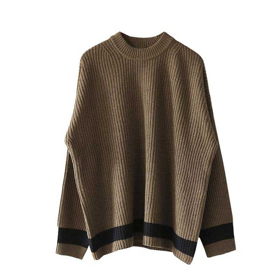 Clothing The Korean Fashion | Neck Round Sweater Khaki