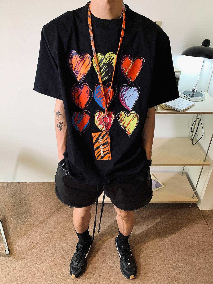 Clothing The Korean Fashion | Graffiti Heart T-Shirt Black