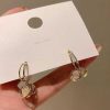 Women The Korean Fashion Earrings | Double Hoop Earrings Gold