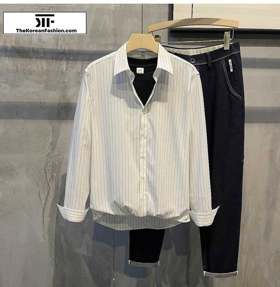 Casual Style Clothes The Korean Fashion | Striped Formal Shirt