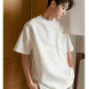 Clothing The Korean Fashion | Knitted Woven Striped T-Shirt White