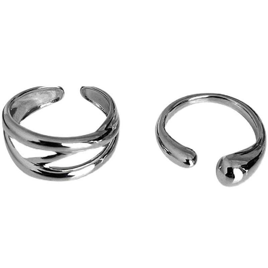 Women The Korean Fashion Rings | Ring Two Piece Set Silver