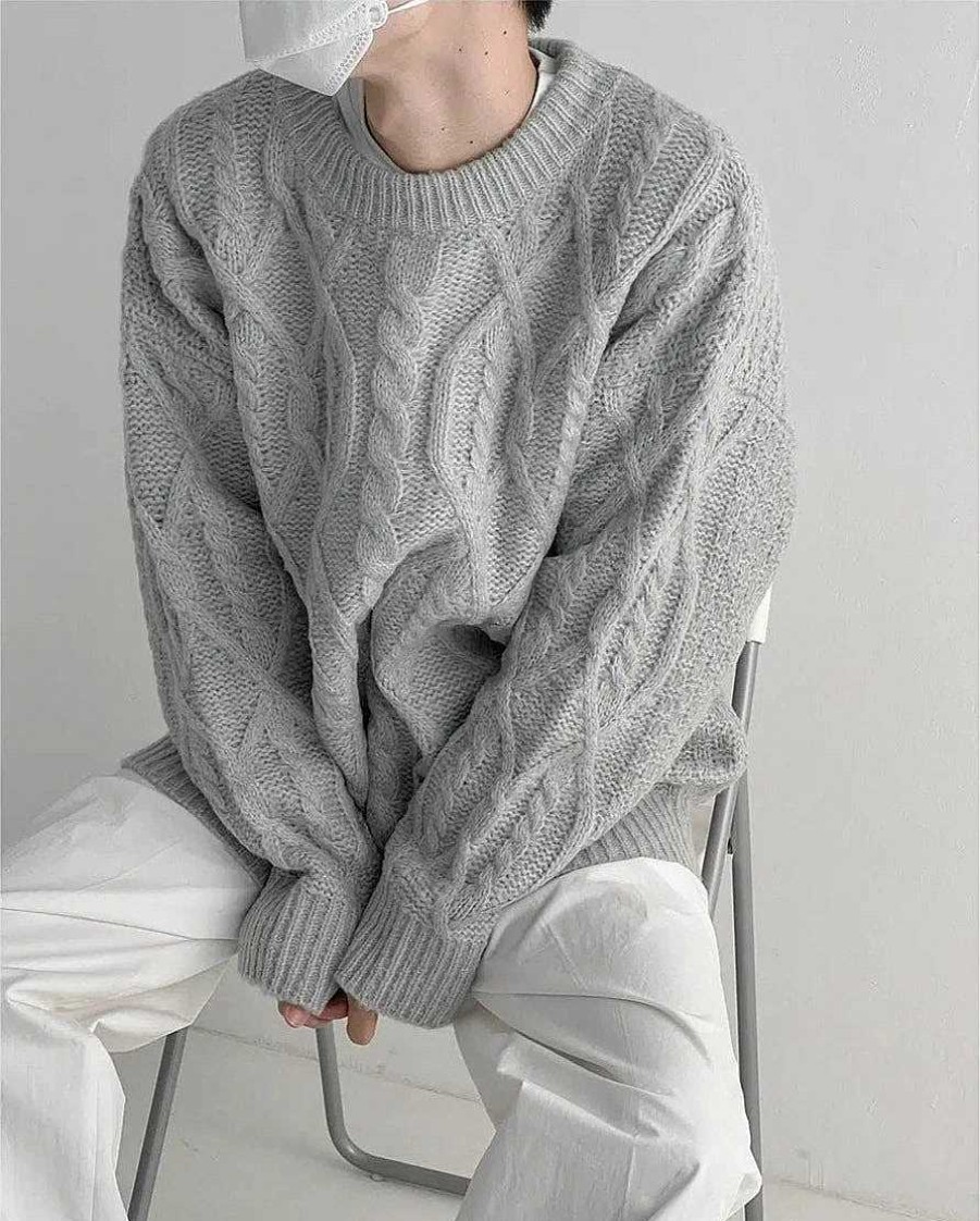 Clothing The Korean Fashion | Thickened Round Neck Twist Sweater