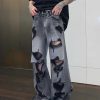 Clothing The Korean Fashion Jeans | Wide-Leg Ripped Jeans Gray