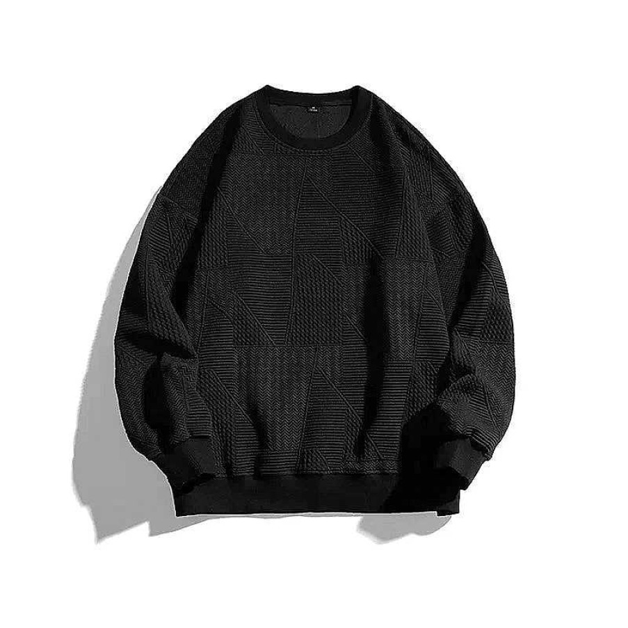 Clothing The Korean Fashion | Waffle Texture Round Neck Sweatshirt