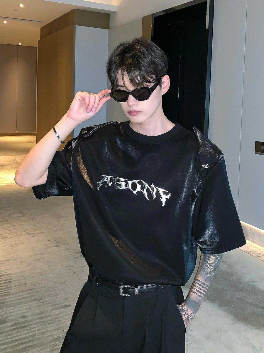 Clothing The Korean Fashion | Metallic Shoulder Pads T-Shirt