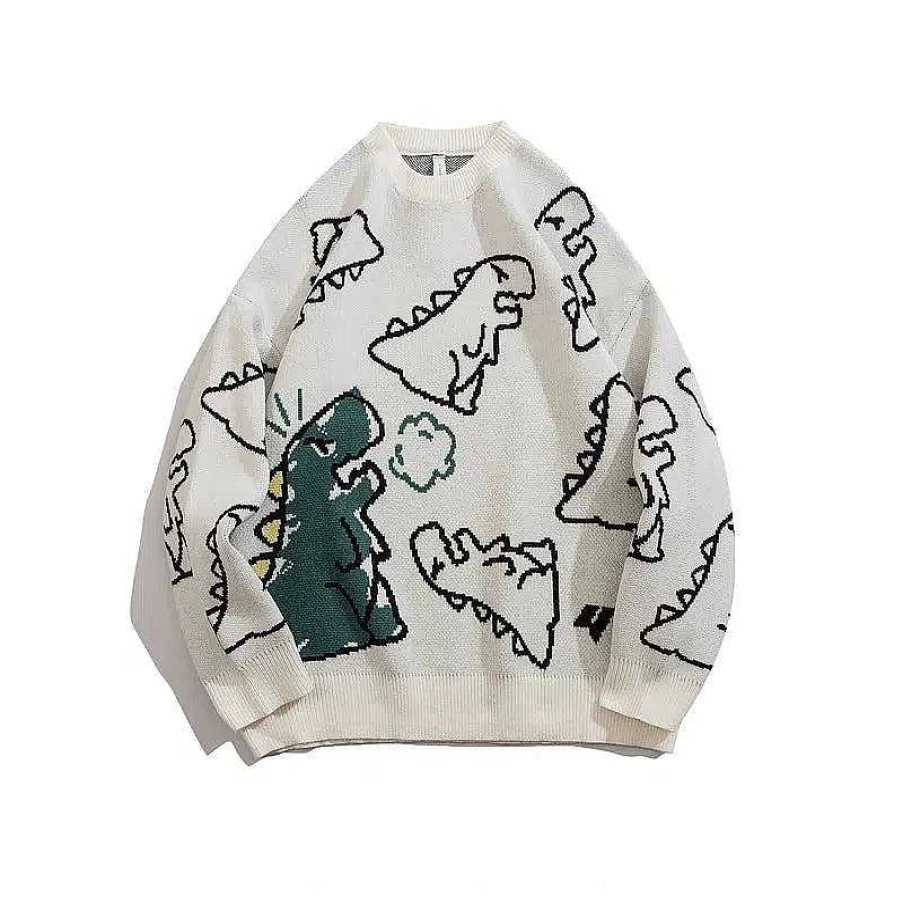 Clothing The Korean Fashion | Cartoon Dinosaur Printed Sweater