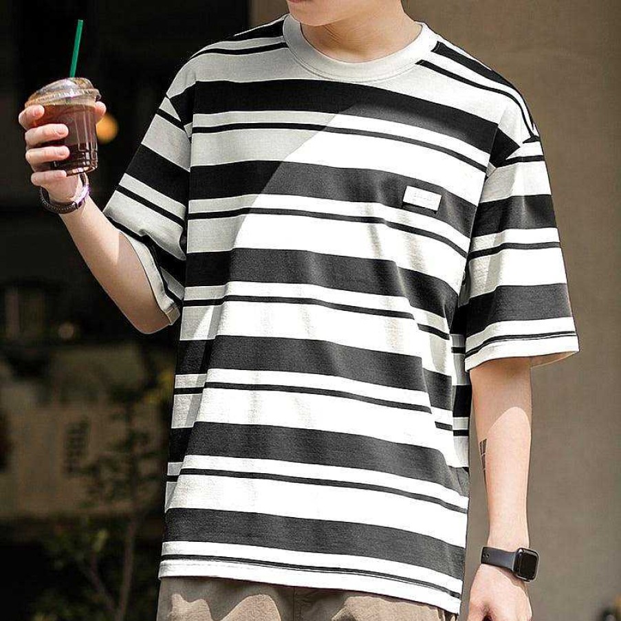 Clothing The Korean Fashion | Loose Fit Striped T-Shirt