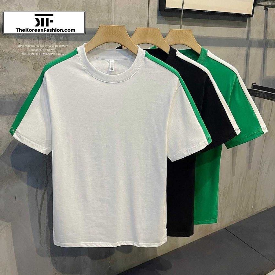 Casual Style Clothes The Korean Fashion | Side Stripe Short-Sleeve T-Shirt