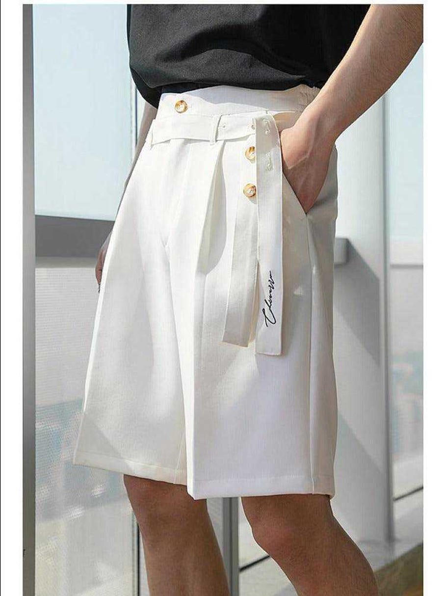 Clothing The Korean Fashion Shorts | Adjustable Buttons Shorts With Belt