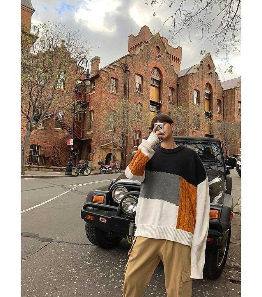 Clothing The Korean Fashion | Oversized Stitching Sweater As Image