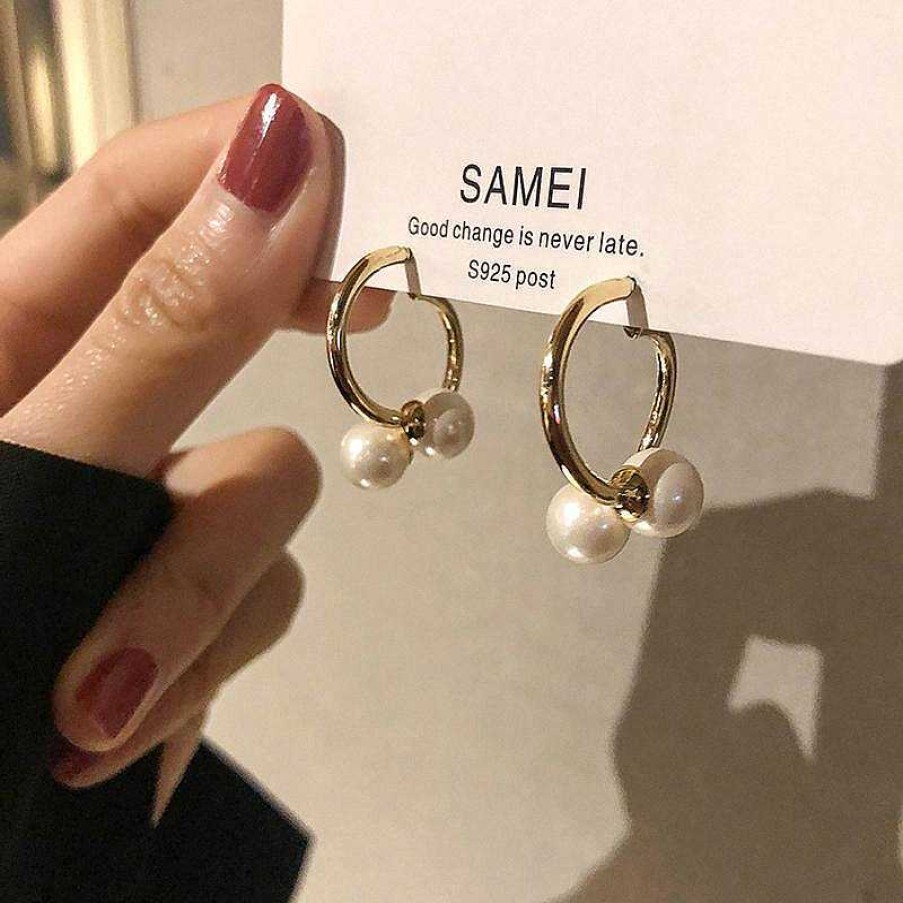 Women The Korean Fashion Earrings | Pearl Earrings Golden