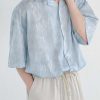 Clothing The Korean Fashion | Drapey Silk Casual Half-Sleeved Shirt