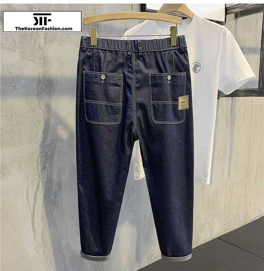 Casual Style Clothes The Korean Fashion | Denim Small Feet Cropped Pants Denim Blue