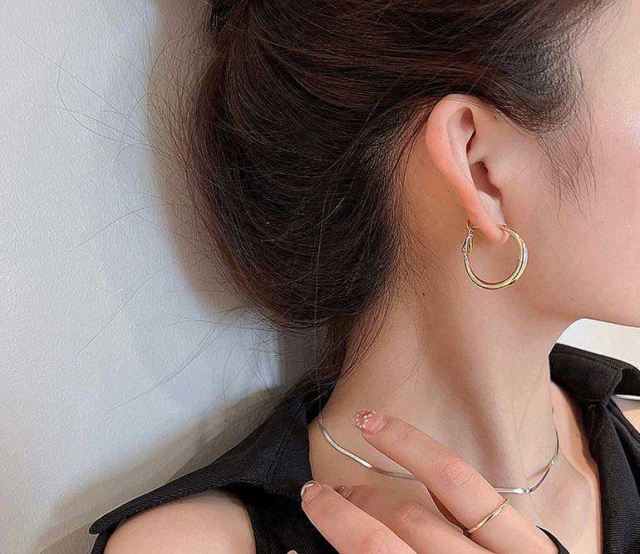 Women The Korean Fashion Earrings | Metal Hoop Earrings