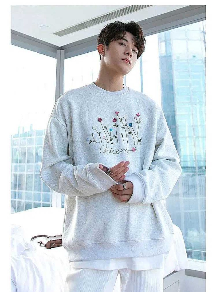 Clothing The Korean Fashion | Wildflower Crew Neck Sweatshirt